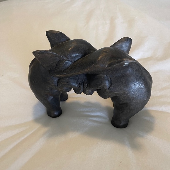 Hand Carved Playing Elephants - Picture 1 of 3